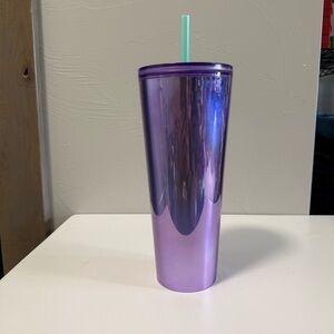 Starbucks Summer 2022 Fame Grape Purple Mirror Shiny 24oz Tumbler Cold Cup Venti